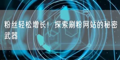 粉丝轻松增长！探索刷粉网站的秘密武器