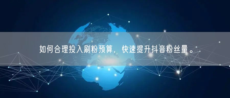 如何合理投入刷粉预算，快速提升抖音粉丝量。