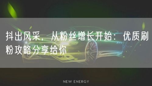 抖出风采，从粉丝增长开始：优质刷粉攻略分享给你