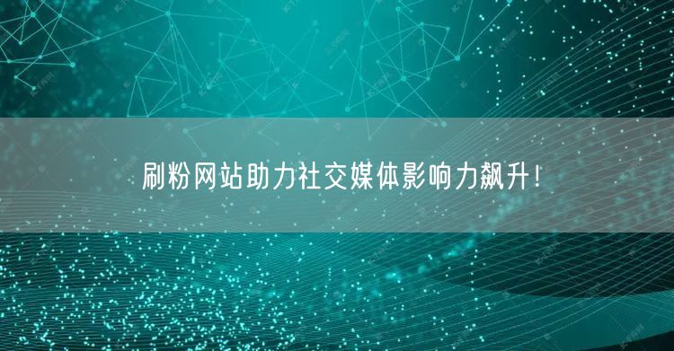 刷粉网站助力社交媒体影响力飙升！