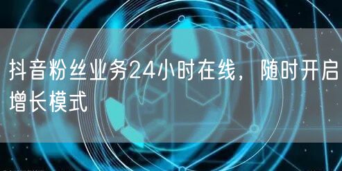 抖音粉丝业务24小时在线，随时开启增长模式