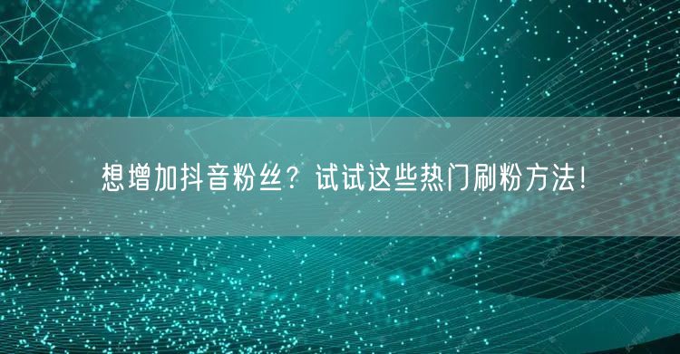 想增加抖音粉丝？试试这些热门刷粉方法！