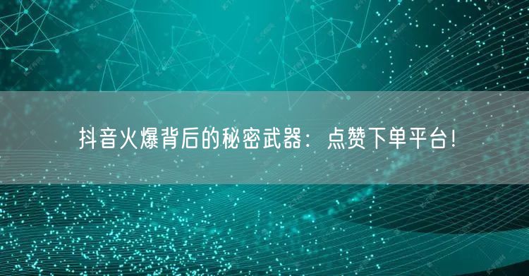 抖音火爆背后的秘密武器：点赞下单平台！
