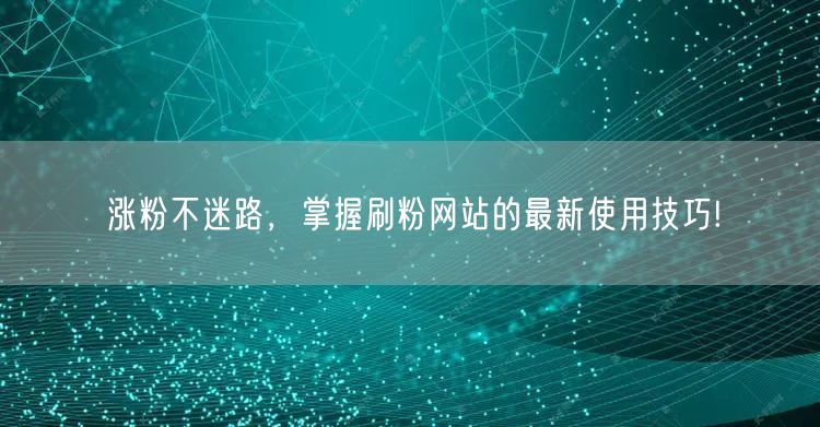 涨粉不迷路，掌握刷粉网站的最新使用技巧!