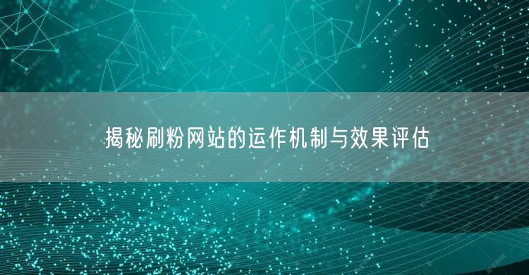 揭秘刷粉网站的运作机制与效果评估