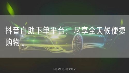 抖音自助下单平台：尽享全天候便捷购物。