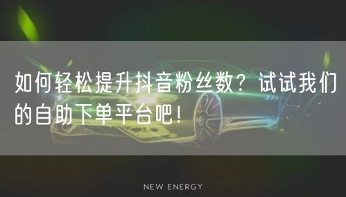 如何轻松提升抖音粉丝数？试试我们的自助下单平台吧！