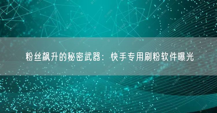 粉丝飙升的秘密武器：快手专用刷粉软件曝光
