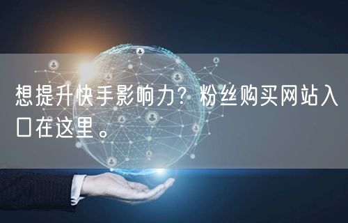 想提升快手影响力？粉丝购买网站入口在这里。