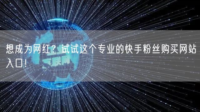 想成为网红？试试这个专业的快手粉丝购买网站入口！