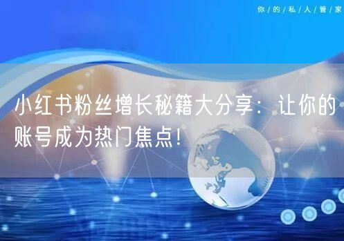小红书粉丝增长秘籍大分享：让你的账号成为热门焦点！