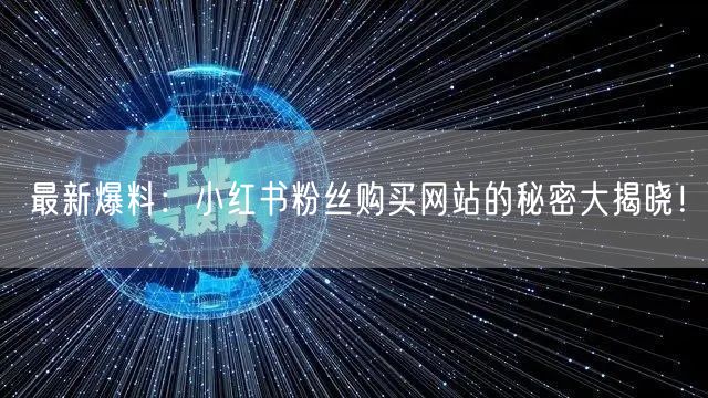 最新爆料：小红书粉丝购买网站的秘密大揭晓！