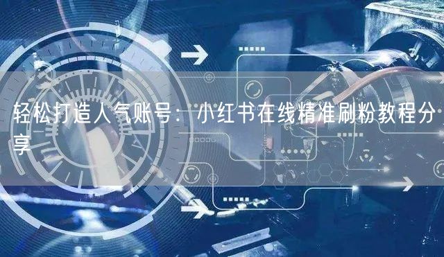 轻松打造人气账号：小红书在线精准刷粉教程分享