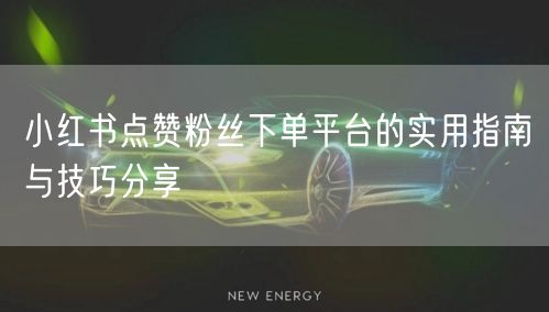 小红书点赞粉丝下单平台的实用指南与技巧分享