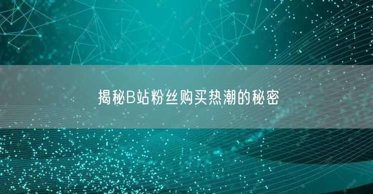 揭秘B站粉丝购买热潮的秘密