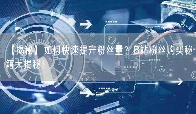 【揭秘】如何快速提升粉丝量？B站粉丝购买秘籍大揭秘！