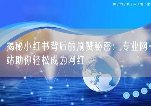 揭秘小红书背后的刷赞秘密：专业网站助你轻松成为网红