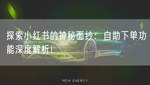 探索小红书的神秘面纱：自助下单功能深度解析！
