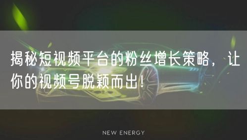 揭秘短视频平台的粉丝增长策略，让你的视频号脱颖而出！
