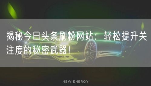 揭秘今日头条刷粉网站：轻松提升关注度的秘密武器！