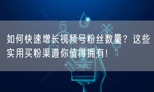如何快速增长视频号粉丝数量？这些实用买粉渠道你值得拥有！