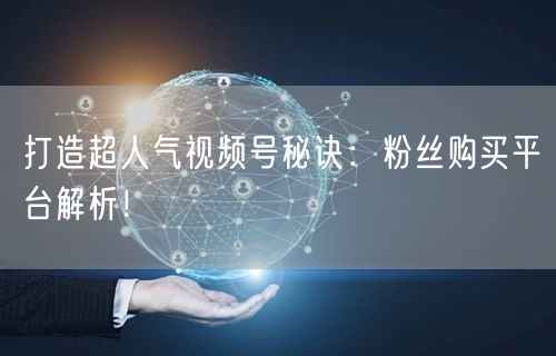 打造超人气视频号秘诀：粉丝购买平台解析！