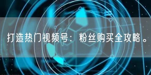 打造热门视频号：粉丝购买全攻略。