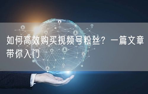 如何高效购买视频号粉丝？一篇文章带你入门