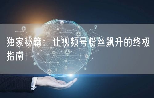 独家秘籍：让视频号粉丝飙升的终极指南！