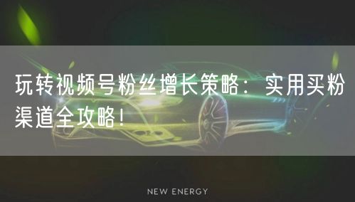玩转视频号粉丝增长策略：实用买粉渠道全攻略！