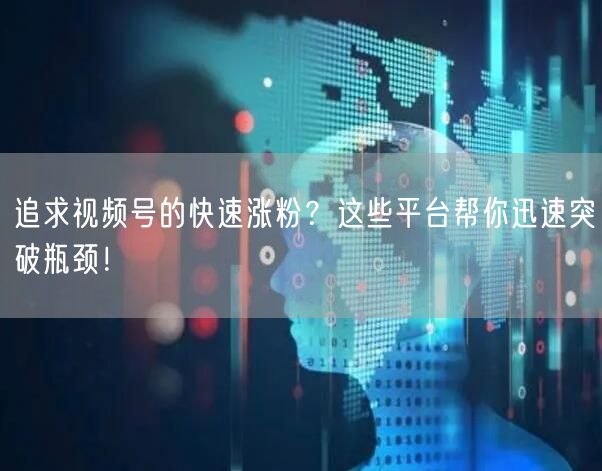 追求视频号的快速涨粉？这些平台帮你迅速突破瓶颈！