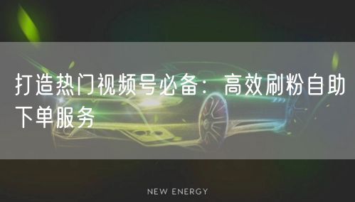 打造热门视频号必备：高效刷粉自助下单服务