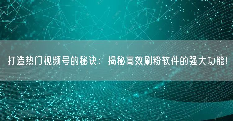 打造热门视频号的秘诀：揭秘高效刷粉软件的强大功能！