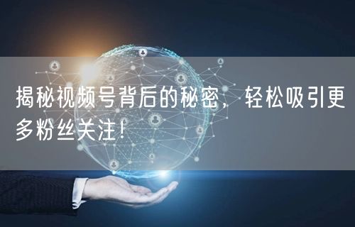 揭秘视频号背后的秘密，轻松吸引更多粉丝关注！