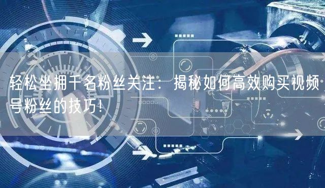 轻松坐拥千名粉丝关注：揭秘如何高效购买视频号粉丝的技巧！