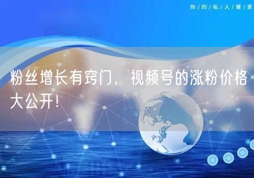 粉丝增长有窍门，视频号的涨粉价格大公开！