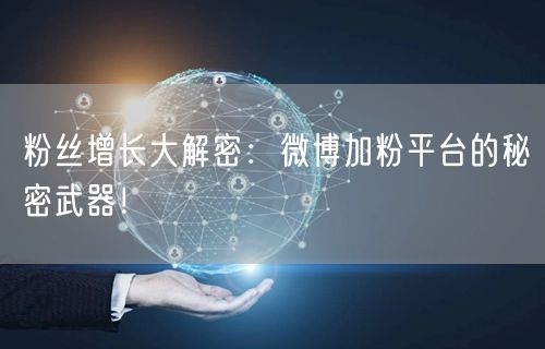 粉丝增长大解密：微博加粉平台的秘密武器！