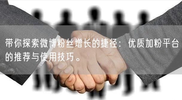 带你探索微博粉丝增长的捷径：优质加粉平台的推荐与使用技巧。