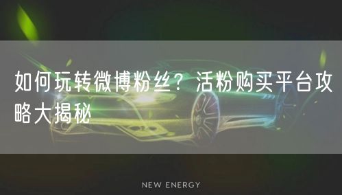如何玩转微博粉丝？活粉购买平台攻略大揭秘