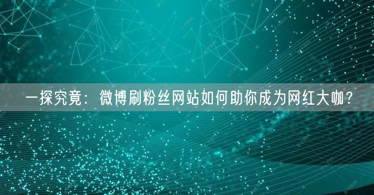 一探究竟：微博刷粉丝网站如何助你成为网红大咖？
