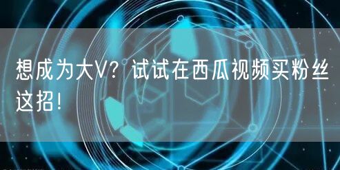 想成为大V？试试在西瓜视频买粉丝这招！