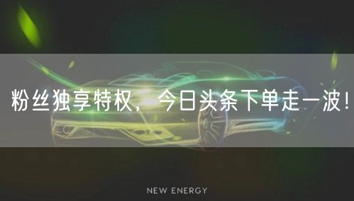 粉丝独享特权，今日头条下单走一波！