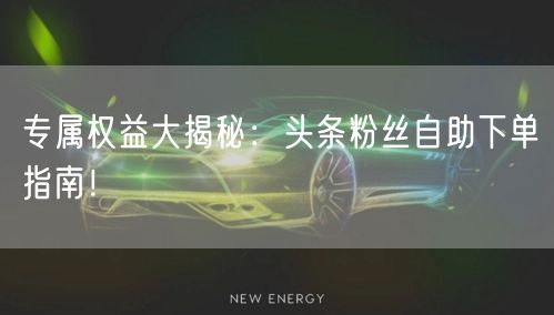 专属权益大揭秘：头条粉丝自助下单指南！