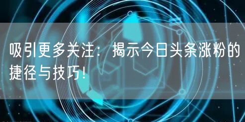 吸引更多关注：揭示今日头条涨粉的捷径与技巧！