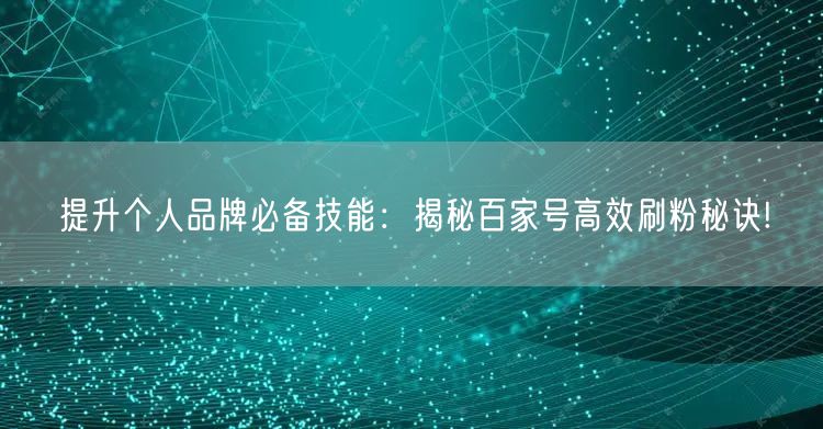 提升个人品牌必备技能：揭秘百家号高效刷粉秘诀!