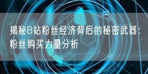 揭秘B站粉丝经济背后的秘密武器：粉丝购买力量分析