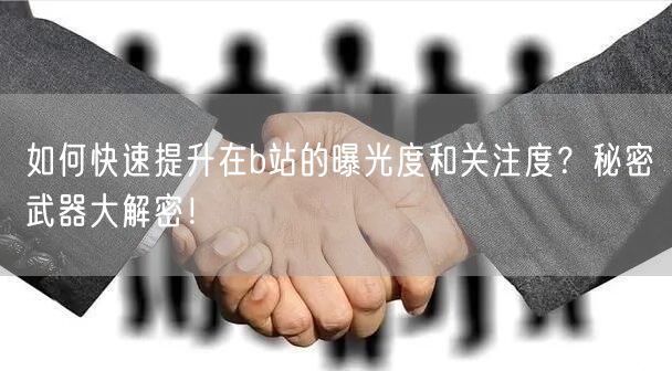 如何快速提升在b站的曝光度和关注度？秘密武器大解密！