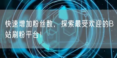 快速增加粉丝数，探索最受欢迎的B站刷粉平台！