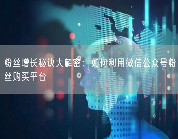 粉丝增长秘诀大解密：如何利用微信公众号粉丝购买平台
