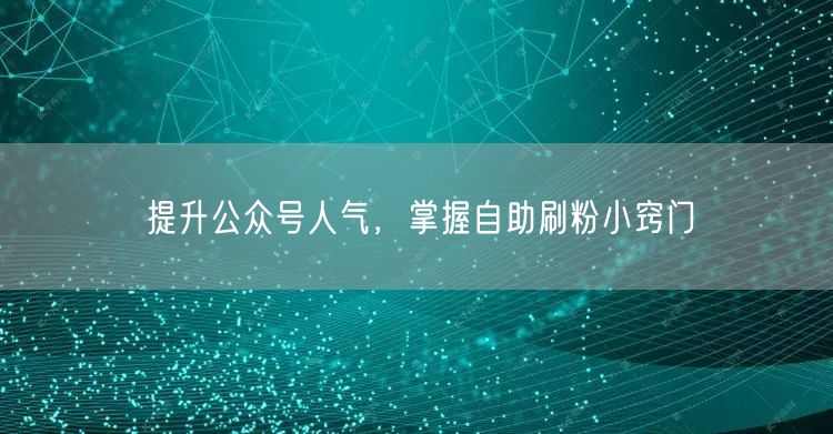 提升公众号人气，掌握自助刷粉小窍门